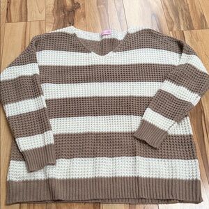 Pink Lily Brown and Cream Striped Sweater over sized